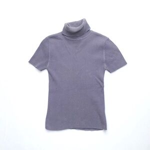 Vintage 90s GAP Ribbed Knit Short Sleeve Turtleneck Fairy Grunge Sweater Top S